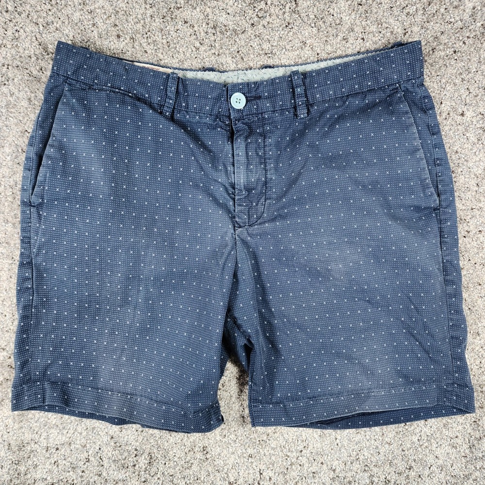 Original Penguin Chino Shorts Mens 34 Blue Geometric Print Cotton Excellent